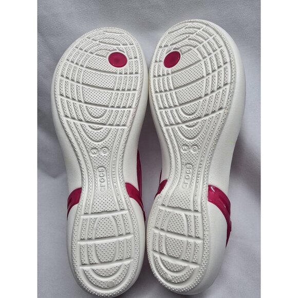 Crocs Isabella White And Pink T-Strap Iconic Comfort Sandal Size 9 Women's - Picture 10 of 15